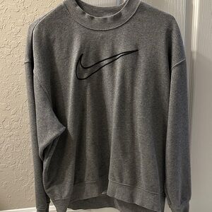 Nike Women's Gray Sweatshirt with Black Logo